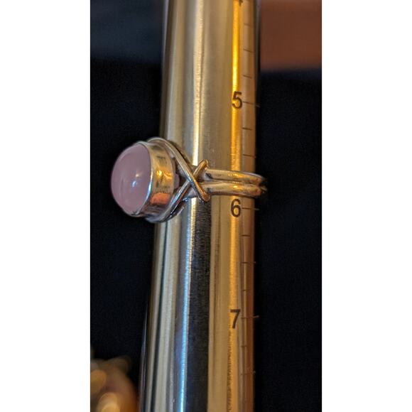 Pink Cabochon Stone 925 Sterling Silver Ring Size 5.75 - Picture 5 of 7